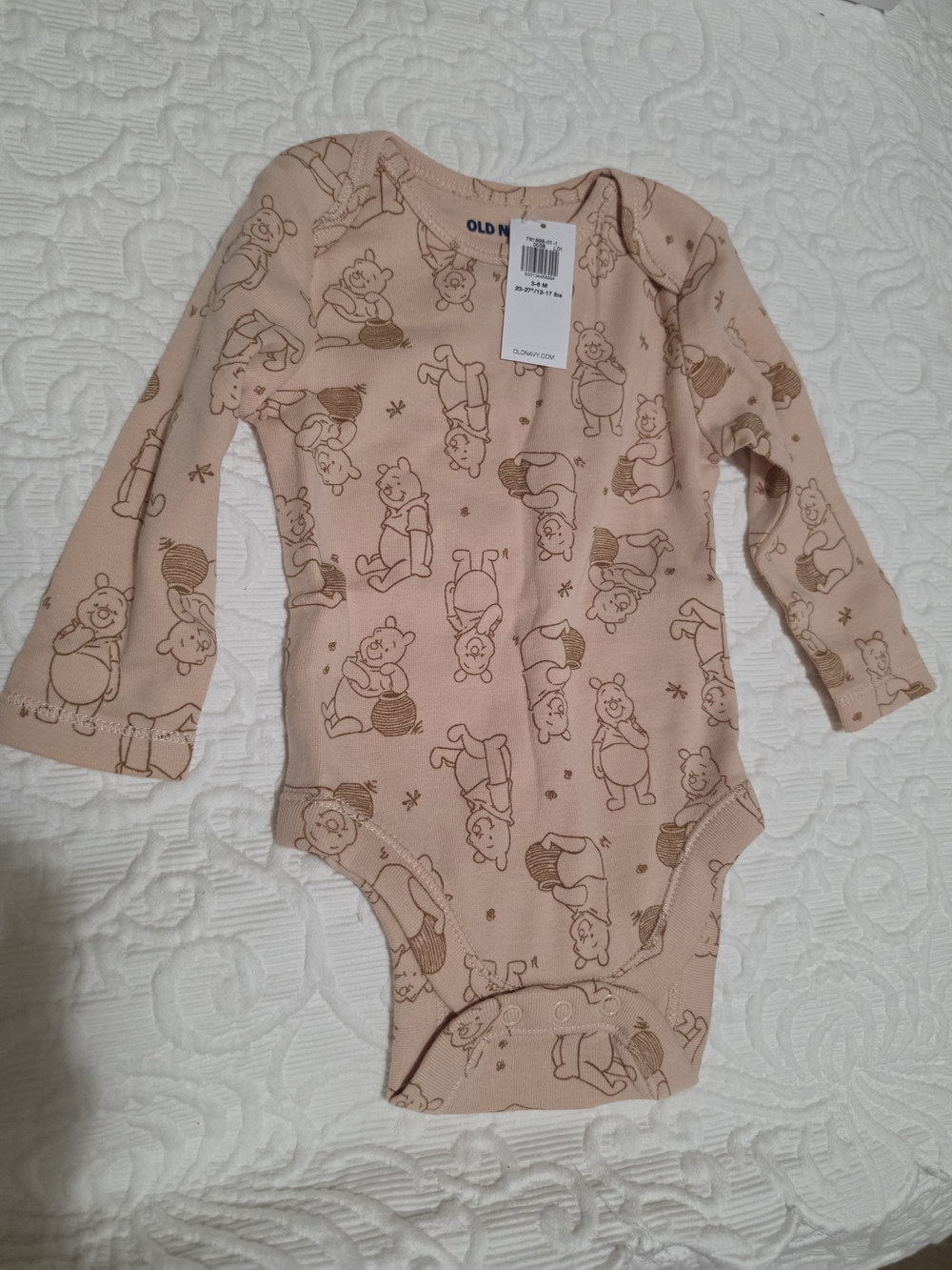 Old Navy Peach Winnie the Pooh Long-Sleeve Bodysuit